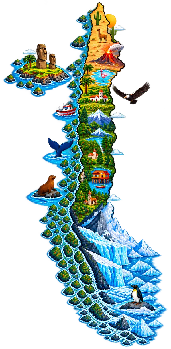 Mapa ilustrado de Chile